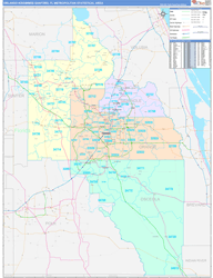 Orlando-Kissimmee-Sanford Metro Area Wall Map Color Cast Style 2024